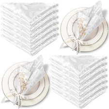 Aormenzy 50 Pack White 17x17 Cloth Napkins Jacquard Scalloped Brocade Wedding picture