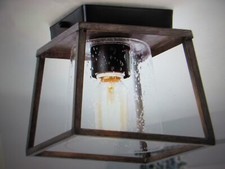 LNC Classic Farmhouse Black Geometric Semi Flush Mount Light with Seeded Glass picture