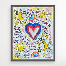 ARivers Graffiti Modern Art 14x11 Night And Day Canvas Painting Signed Original picture