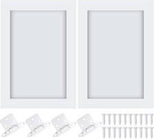 2 Pcs Pine Kitchen Cabinet Door Replacement with 4 Pcs Cabinet Hinges Wood Shake picture