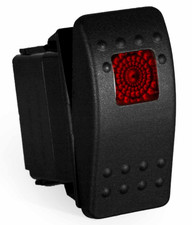 Carling Rocker Switch - Illuminated Red - V1D1, SPST, 3 Terminals, Sealed, Water picture