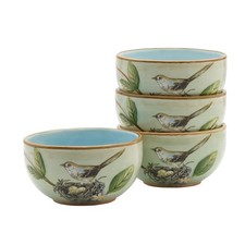 Fitz and Floyd Toulouse 19 oz Green Earthenware Bowl Set of 4 picture