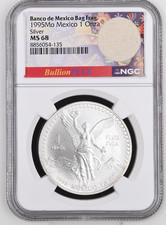 1995-Mo (MS68) Mexico 1oz Silver Libertad Onza NGC w/***BAG FRAGMENT*** picture