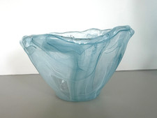 Murano Vetro Eseguito Made In Italy Aqua Blue Art Glass Vase 5