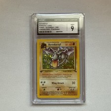 COSMOS HOLO Aerodactyl Prerelease 1/62 1st Edition Pokemon Fossil CGC 9 Stamped picture