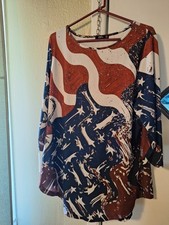 Women's Abstract Patriotic Tunic. Size 4X Large. picture