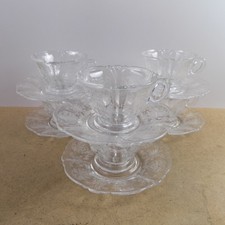 6 Heisey Orchid Etched Cups & Saucers Clear Vintage Elegant Glass VGC picture
