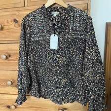 MONSOON Size Large Harriet Blouse BNWT NEW 100% Cotton Embellished picture
