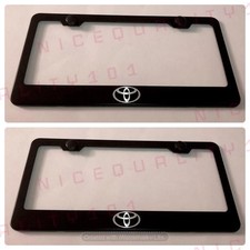 2X Toyota Stainless Steel Black Finished License Plate Frame Holder picture