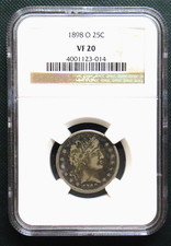 1898-0 BARBER QUARTER NGC VF20 picture