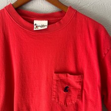 Vintage Walt Disney World Mickey Mouse Pocket T-Shirt Red Made in USA Large picture