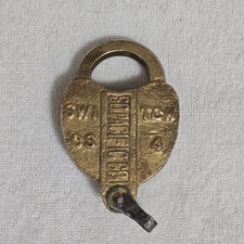Antique Cast Brass CS-4 Teardrop Padlock Stamped SO. PACIFIC CO - NO KEY picture
