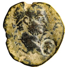 Double Countermarks Decapolis. Petra. Caracalla. AD 198-217. Æ Temple Judaea picture