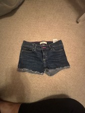 Abercrombie Kids Denim Shorts kids Size 11/12 Dark Wash Raw Hem picture