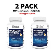 2 PACK Dr. Berg's Magnesium Glycinate,with Vitamin D & B6 - 150 Veg Cap each picture