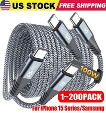 60W USB-C to USB-C Cable Fast Charger lot PD Nylon Cord For iPhone 17 16 Samsung picture