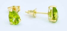 GENUINE 1.24 Cts PERIDOT STUD EARRINGS 14K YELLOW GOLD - Free Appraisal Service picture