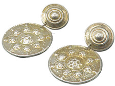 MEXICO 925 Sterling Silver  Vintage Hammered Detail Dangle Earrings  EG10952 picture