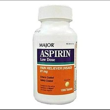 Major Low Dose Aspirin 81 mg EC Table 1000Count Baby Aspirin Generic Bayer 07/28 picture