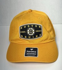 New Fanatics Boston Bruins Hat Cap Men's OSFM Yellow NHL Adjustable Strap picture
