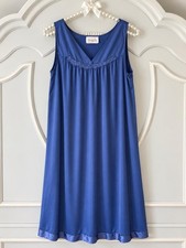 Vintage Vanity Fair Blue Nylon Nightgown Large Made in USA picture