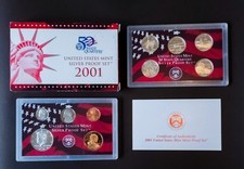 2001-S US Mint Silver Proof Set 90% Silver COA OGP Box, 10 Coins picture