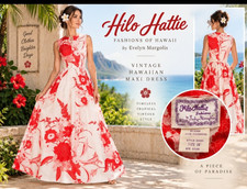 Vintage Hilo Hattie Evelyn Margolis Hawaiian Maxi Dress Red Floral 70s Sz 10 picture