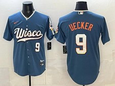 Blue - Men's Milwaukee Brewers #9 Bob Uecker Wisco City Connect picture