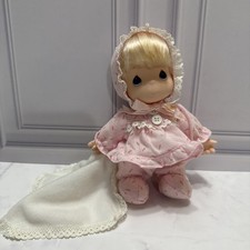 Vintage 1992 Precious Moments Doll Pink Floral Pajamas Blanket 7.5 inch  picture
