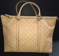 Gucci Guccissima GG Leather Tote Handbag Beige Heart Logo Top Handle 257068 picture