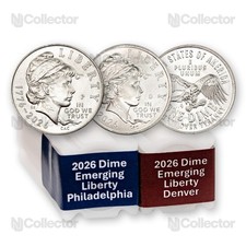 2026 P & D Emerging Liberty Dime America 250 Uncirculated 2 Roll Set 100 Coins picture