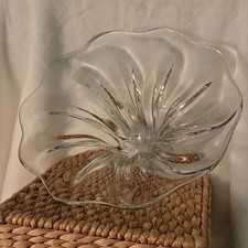 Unique Gorgeous Large Glass Flower Shaped Bowl Decorator Piece picture
