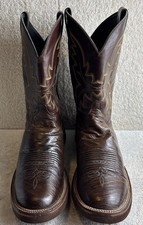 Justin Tekno Crepe Sole Brown Ostrich Leather Cowboy Roper Boots  Men Size 10 D picture