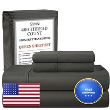 CHATEAU HOME COLLECTION Queen Sheet Set 400 Thread Count - Charcoal picture