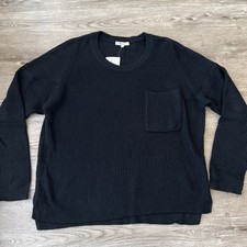 Madewell Thompson Pocket Pullover Sweater Womens XLarge Black Boxy NWT picture