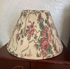 Vintage Floral Pleated Empire Lamp Shade Fabric Beige Pink Green 10in x 7in picture