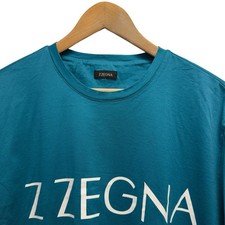 Z Zegna Men's Large Teal Blue Game Set Match Tennis Crewneck Cotton T-Shirt euc picture