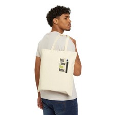 Less I Know Then Better cotton canvas tote bag | minimalist text design picture