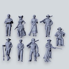Wild West Townsfolk Miniatures 9-Piece Set 28mm Unpainted Resin picture