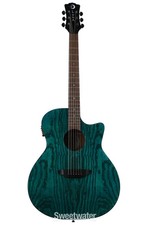 Luna Gypsy Quilted Ash Acoustic-Electric Guitar - Transparent Teal picture