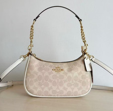 NWT Coach Teri Shoulder Bag In Signature Canvas CV933 Gold/Sand/Chalk picture