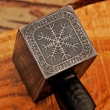 Handmade Viking Thor Hammer – Norse Mjolnir Hammer with Engraved Ash Wood Handle picture