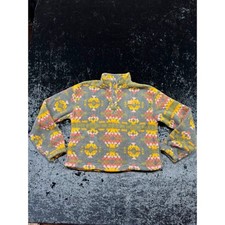Hurley Kids Sherpa Fleece Pullover Geometric Southwestern Grey Yellow Large L picture