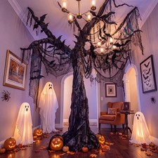 DIY Halloween Spooky Bat Tree Wall Decor Kit, 3D Bats Set, 98ft Black Paper Roll picture