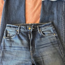 The checkerboard duster flood cuff Mother denim jeans in bunny hop picture