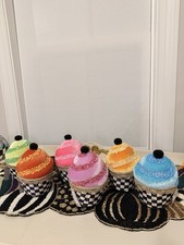 Mackenzie Childs Trick or Treat Check Plush Cupcakes, Set of 6 picture