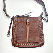 Sm BRIGHTON Gia Interlok Georgia Convertible Crossbody Zip Bourbon Leather $295 picture