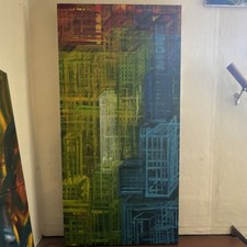 Abstract Modern Multicolor Cityscape Buildings Skyscrapers Painting, Unframed picture
