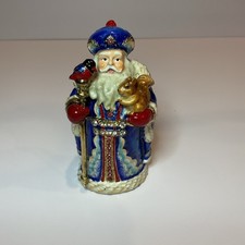 Two’s Company Jeweled Enamel Santa Trinket Box Bird Squirrel Rhinestone picture
