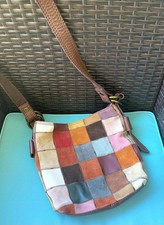 Vtg Lucky Brand Patchwork Leather Suede Crossbody Bag Purse Y2K Boho Multi Color picture